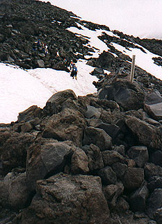 Starting up pumice slopes on Mt. St. Helens