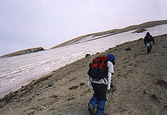 Approaching the crater rim