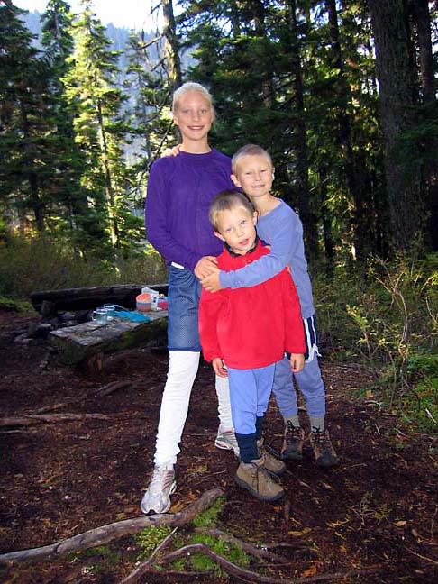Alex, Gavin and Bryden ready for the morning's hike